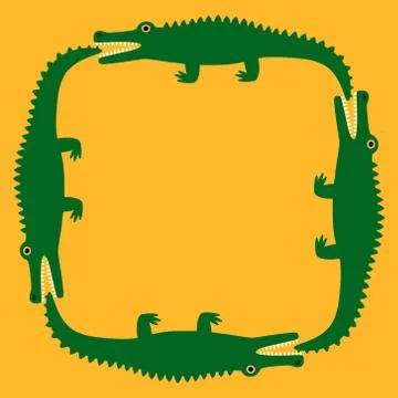 Background of the crocodile. Decorative pattern. Yellow field and green Stock Illustration