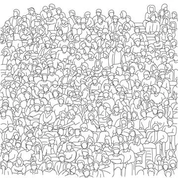 Background of crowd people at stadium to cheer soccer illustration vector Stock Illustration