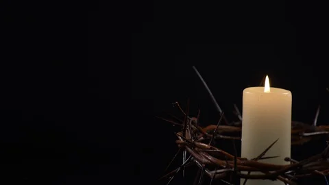 Background of Crown Of Jesus With Lit Candle 스톡 동영상 130157902