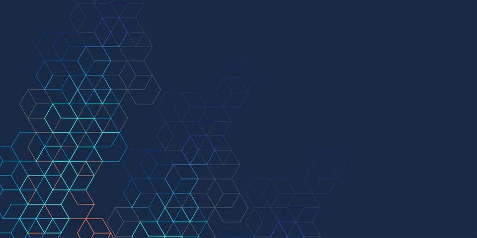 Background from cubes and lines. Linear geometric drawing. Stock Illustration