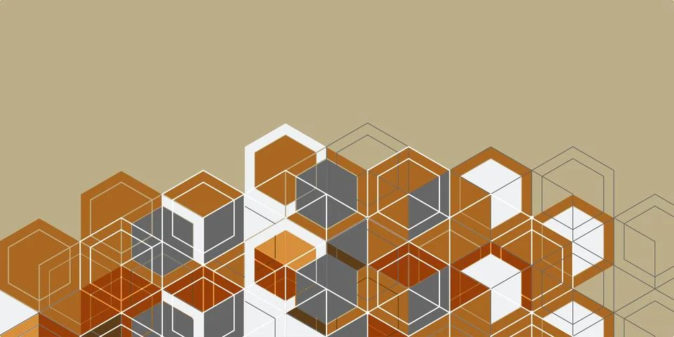 Background from cubes and lines. Linear geometric drawing. Stock Illustration