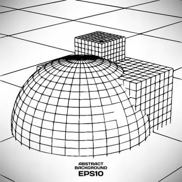 Background cubes meshwork engraved dots and spots Stock Illustration