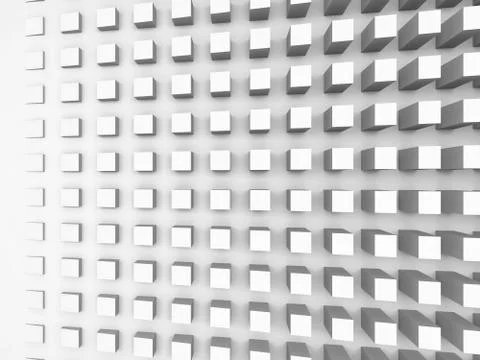 Background with cubes pattern on white wall, 3d illustration Stock Illustration