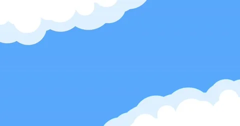 Background with cute cartoon clouds on blue sky Stock Footage 164638852
