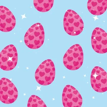 Background of cute eggs easter decorated Stock Illustration