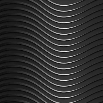 Background of dark, metallic, shiny, wavy bands. Modern 3d style. Wallpaper.. Stock Illustration