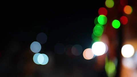 Background dark night blur bokeh road vehicles and food store light Stock Footage 293518116