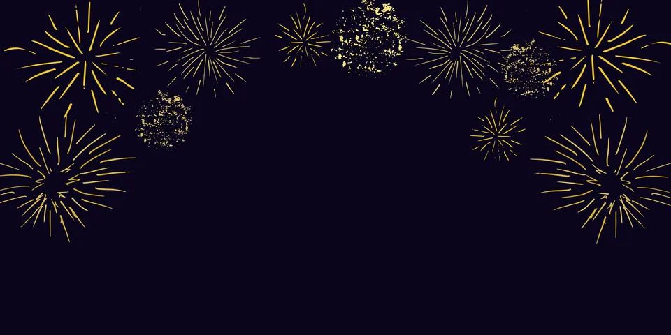Background dark sky with colored festive fireworks Stock Illustration
