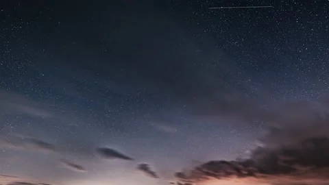 Background of Dark starry night sky with stars and clouds motion fast Time lapse Stock Footage 211780672