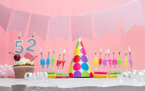 Background date of birth number  52. Anniversary. Beautiful festive backgro.. Stock Photos