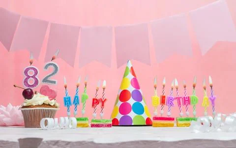 Background date of birth number  82. Anniversary. Beautiful festive backgro.. Foto stock