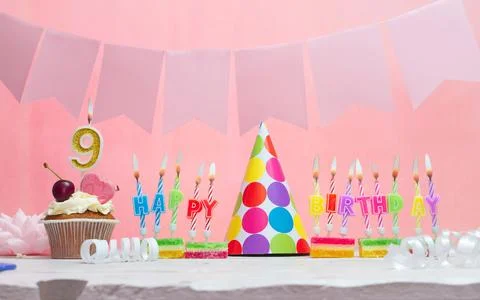 Background date of birth number  9. Anniversary. Beautiful festive backgrou.. Stock Photos