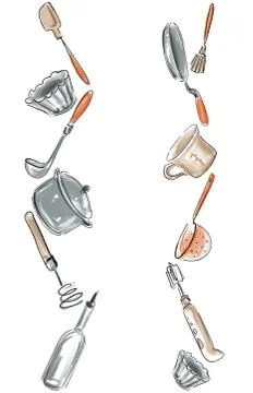 Background for decor with kitchen utensils sketch Illustrazione stock