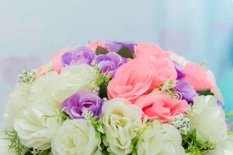 Background decorated with fluffy cloud. Selective focus. Stock Photos