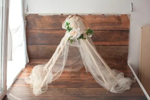Background with decorative tent. Backstage. Stock Photos