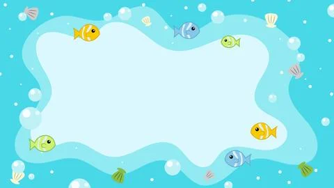 Background with a deep sea theme, small fish swimming Stock Illustration