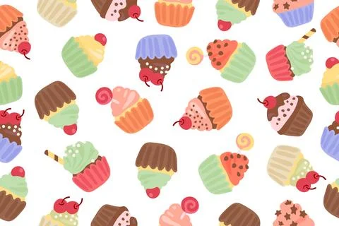 Background of delicious cupcakes. Dessert vector illustration design Stock Illustration