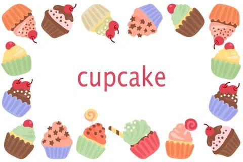 Background of delicious cupcakes. Dessert vector illustration design Stock Illustration