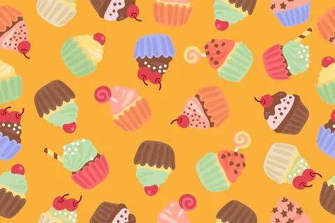Background of delicious cupcakes. Dessert vector illustration design Stock Illustration