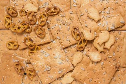 Background of delicious varied baking on the table. Food Stock Photos
