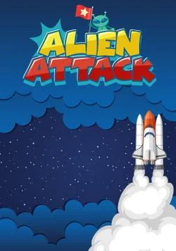 Background design with alien attack in the space theme Stock Illustration