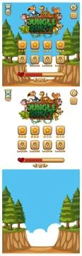 Background design for computer game with animals and field Stockillustratie
