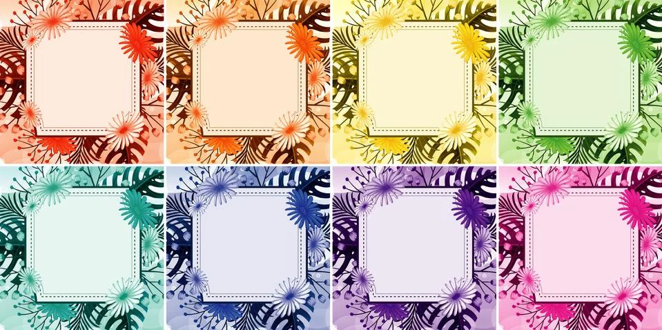 Background design with flower frames Illustrazione stock