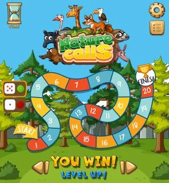 Background design for game with animals and field background Illustrazione stock
