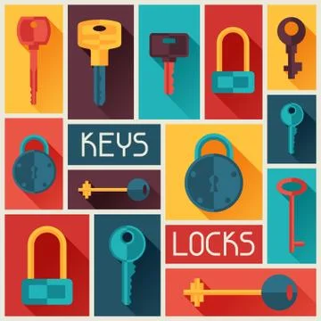 Background design with locks and keys icons Stock Illustration