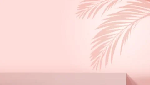 Background design for product presentation. Pink color. Shadow of palm leafs on Stock Illustration