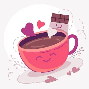 Background design of a romantic coffee cup scene. Happy anniversary backgroun Stock Illustration