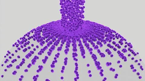 Background . Design. Small bright green and purple balls fall on the white Stock Illustration