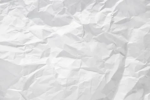 Background for design with space for text or image. White crumpled paper texture 库存照片