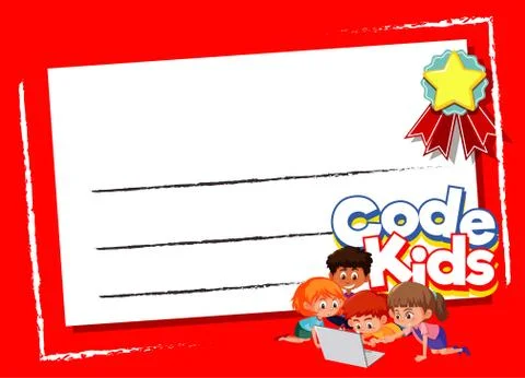 Background design template with kids using computer Stock-Illustration