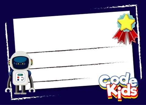 Background design template with robot, and star Stock Illustration