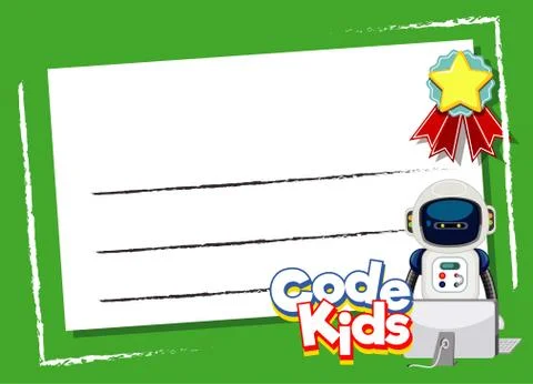 Background design template robot and computer Illustrazione stock