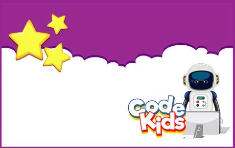 Background design template with robot and computer Stock Illustration