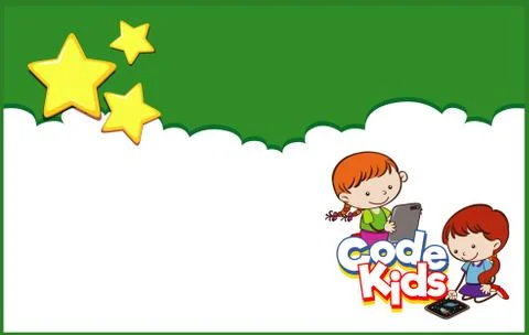 Background design template with two children Illustrazione stock