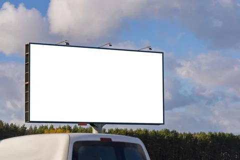 Background for design, white billboards on city streets and along roads Foto stock