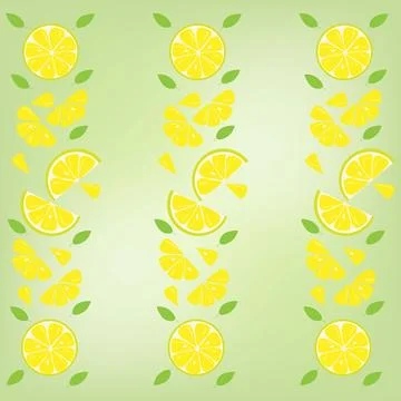 The background is designed in a trendy soft blur style with yellow lemon slic Stock Illustration