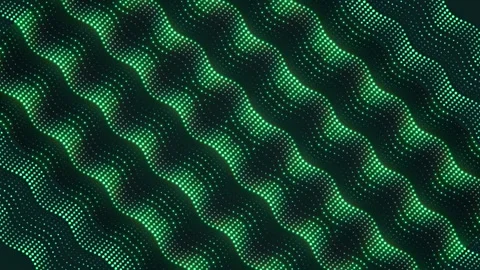 Background with diagonal waves of neon green dots. 3d rendering Stock Footage 316222499