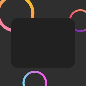 Background with a die for text and circles. A black template with a gradient. Illustrazione stock