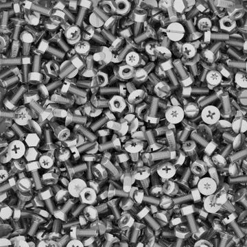Background of different bolts and nuts Stock Illustration