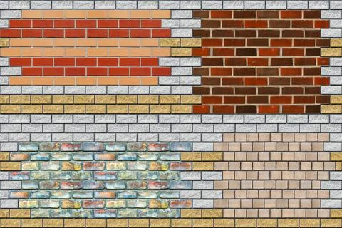 Background from different bricks. Stock Photos