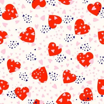 Background with different colored confetti hearts for valentine time. Seamless Illustrazione stock