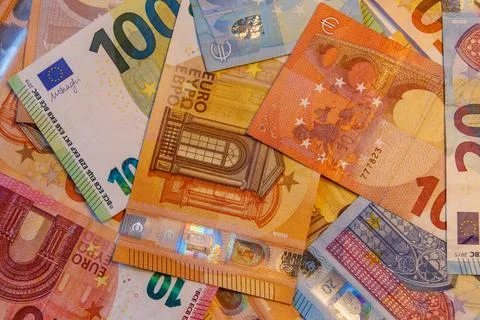 Background of the different euro banknotes Stock Photos