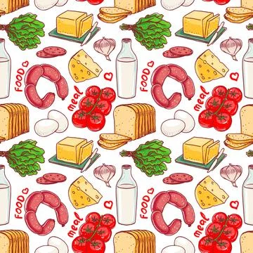 Background with different food - 4 Stock Illustration