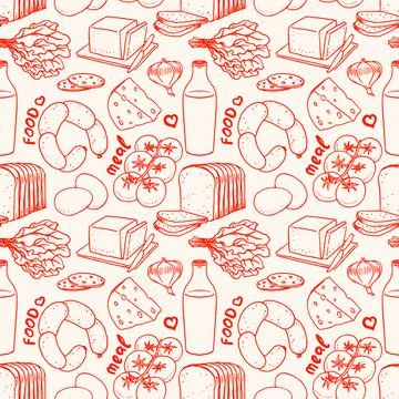 Background with different food Stock Illustration