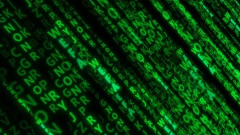 Background from different green letters. Network data transmission concept. Stock Illustration