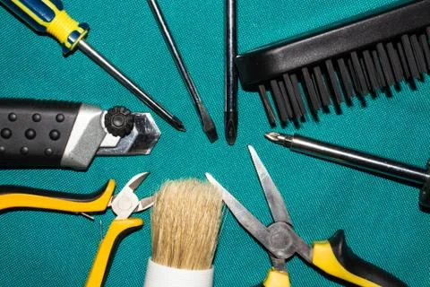 Background of different instruments. Stock Photos